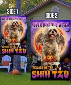 shih tzu halloween flag beware of the shih tzu dbd2796fv24 5747