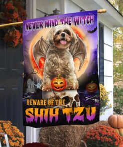 Shih Tzu Halloween Flag Beware Of The Shih Tzu DBD2796Fv24