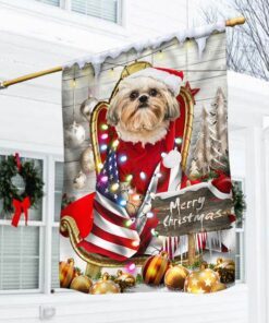 Shih Tzu Wrap In Glory American Christmas Flag THH3477Fv11