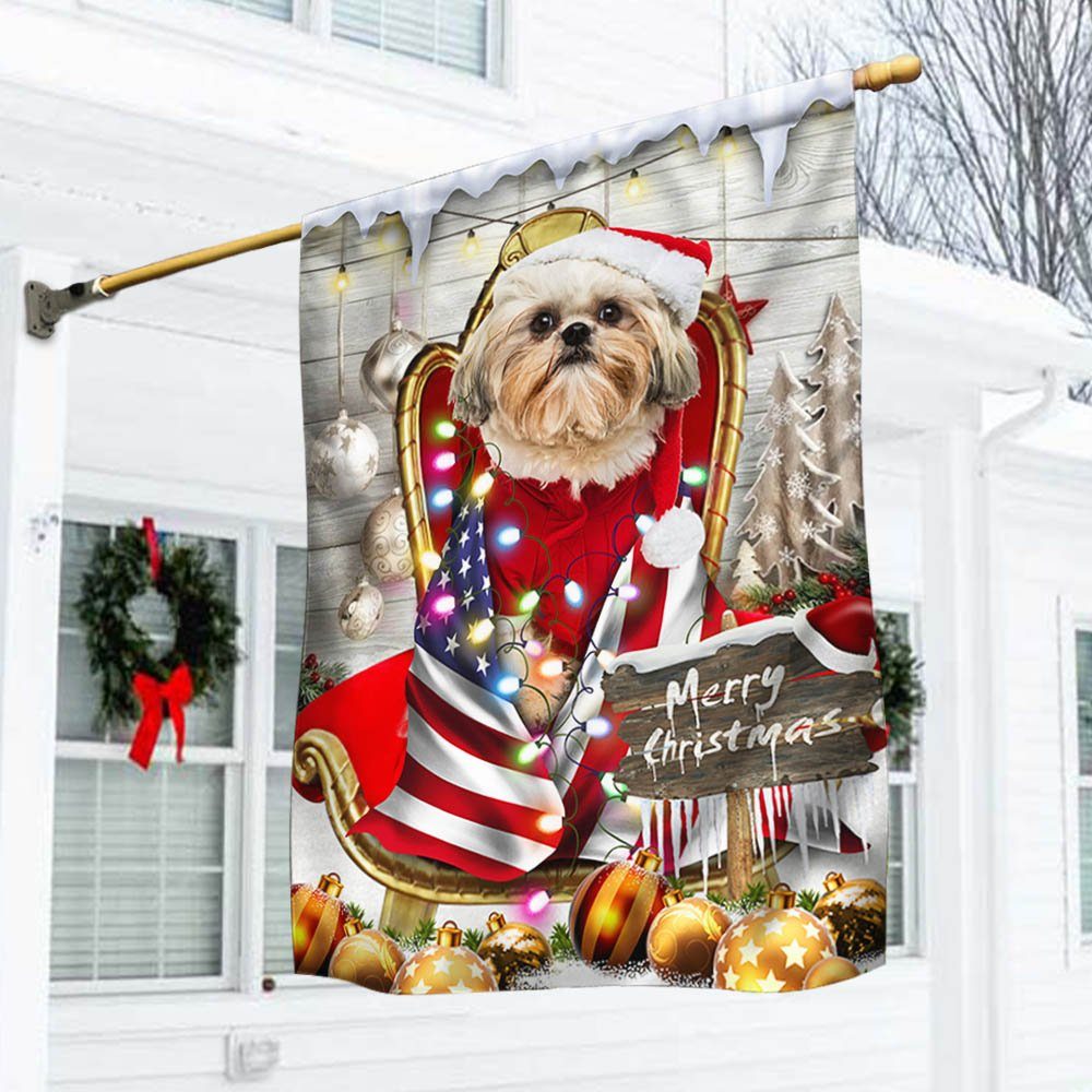 Shih Tzu Wrap In Glory American Christmas Flag THH3477Fv11