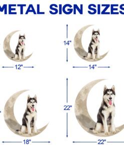 siberian husky dog and moon hanging metal sign qnk879msv24 1234