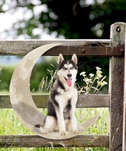 siberian husky dog and moon hanging metal sign qnk879msv24 8889