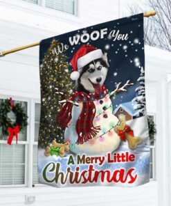 Siberian Husky Flag We Woof You A Merry Little Christmas DBD2924F