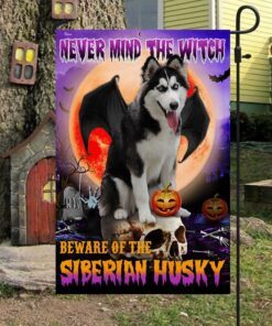 siberian husky halloween flag beware of the siberian husky dbd2796fv19 6802
