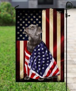 silver labrador retriever american patriot flag 7948