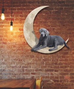 Silver Labrador Retriever And Moon Hanging Metal Sign QNK879MSv1c