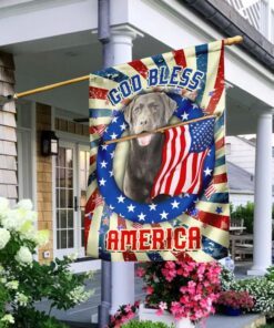 Silver Labrador Retriever God Bless America 4th Of July Flag QNK833Fv1c