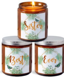 Sister Gifts from Sister - Candle Set of 3 | 7oz Soy Candle - Gift Boxed Candle Set Lavender, Vanilla, Rose
