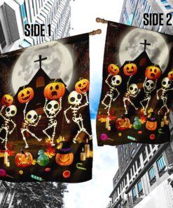 skeleton pumpkin halloween flag 3540
