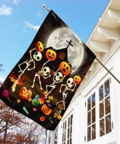 skeleton pumpkin halloween flag 3938
