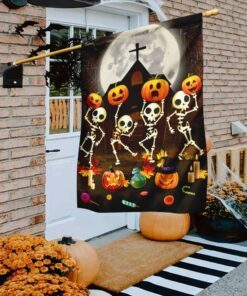 Skeleton Pumpkin Halloween Flag