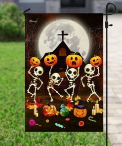 skeleton pumpkin halloween flag 8368