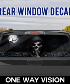 Skull. Hello Darkness My Old Friend Rear Window Decal THB2695CD