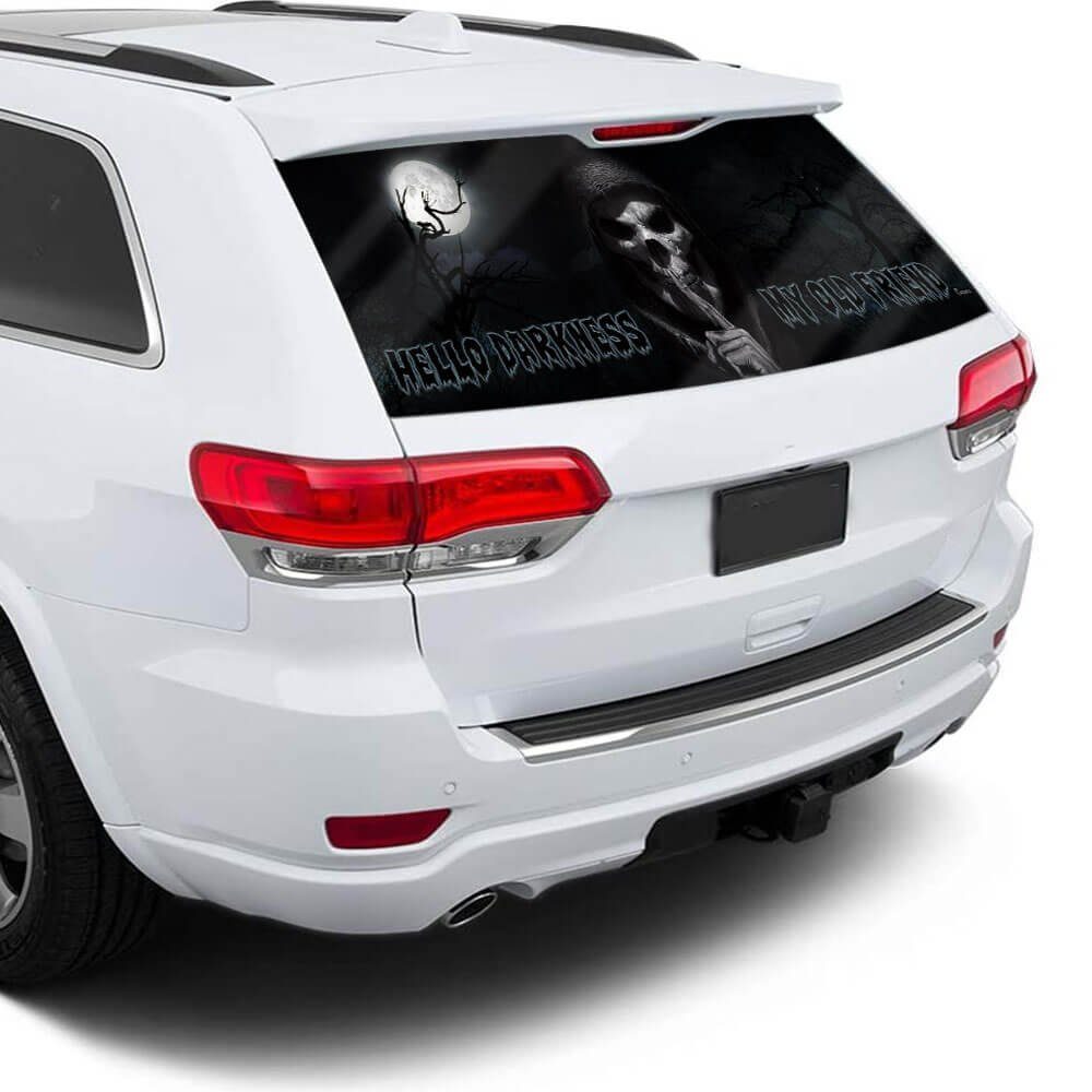 Skull. Hello Darkness My Old Friend Rear Window Decal THB2695CD - Image 4