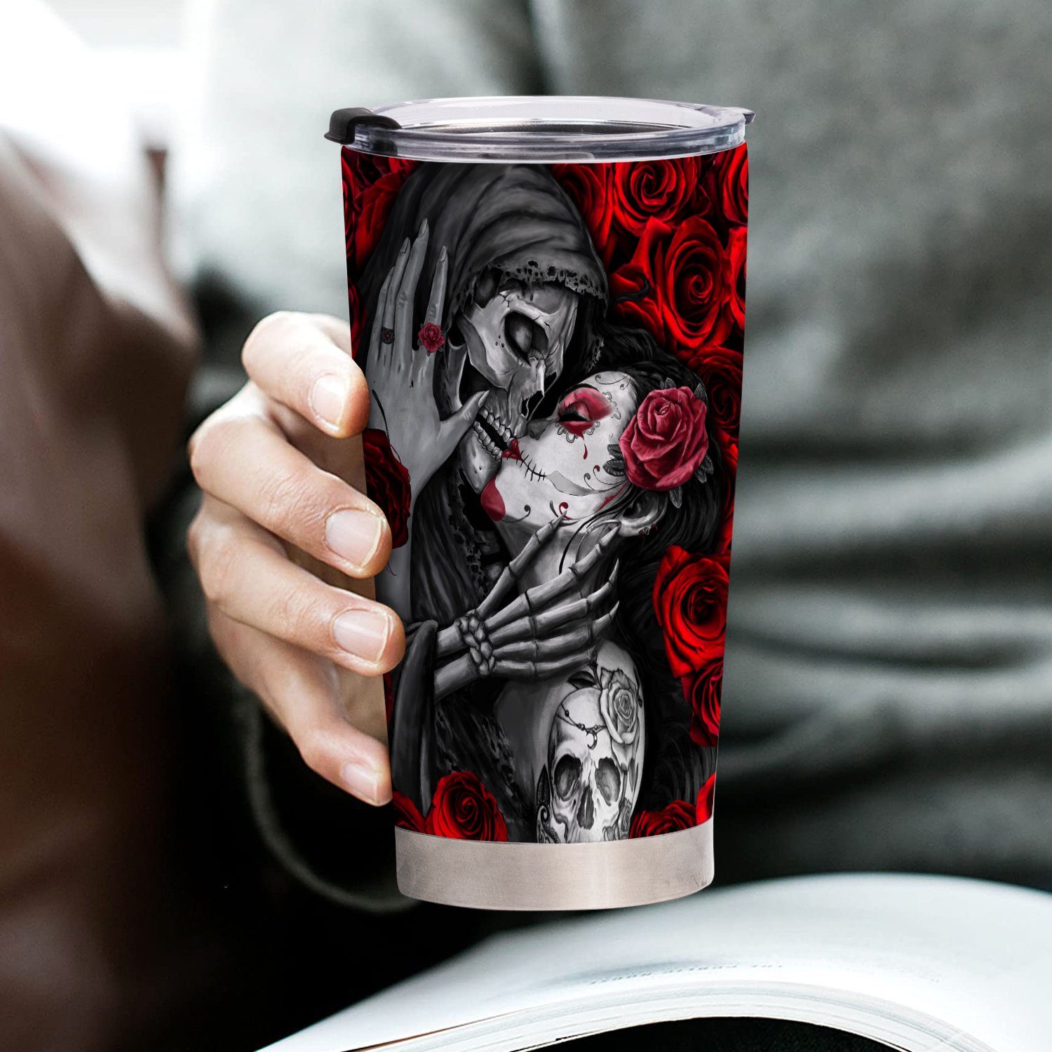 Skull Couple This Is Us A Little Bit Crazy And A Whole Lot Of Love Tumbler 20oz BNN360TU - Image 3