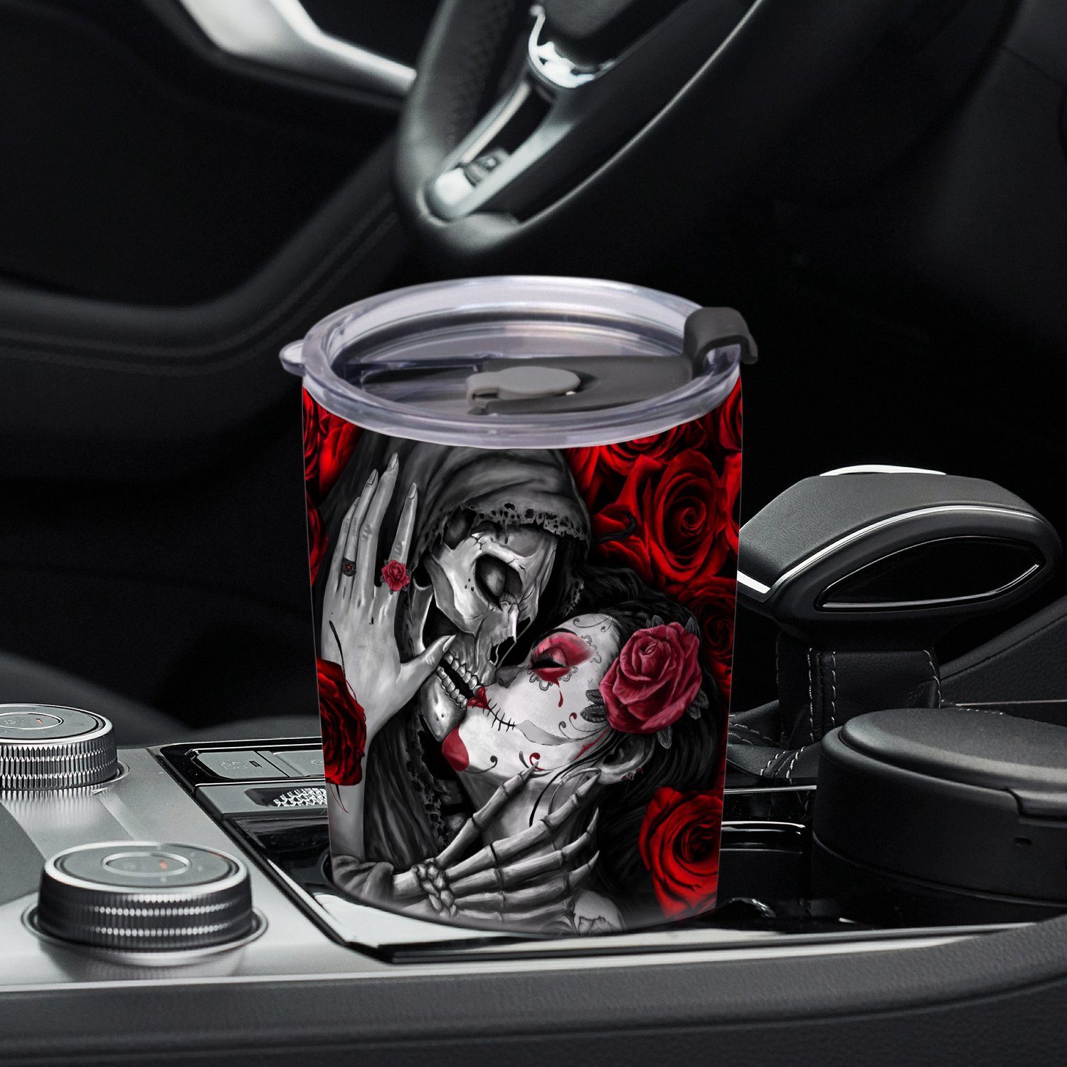 Skull Couple This Is Us A Little Bit Crazy And A Whole Lot Of Love Tumbler 20oz BNN360TU - Image 5