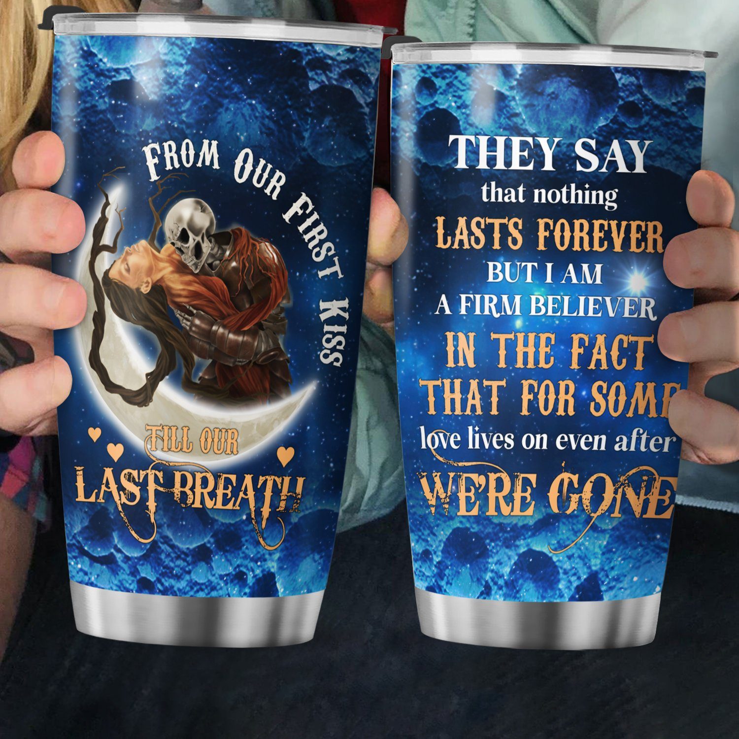 Skull Couple Tumbler From Our First Kiss Till Our Last Breath Tumbler 20oz LNT424TU - Image 2