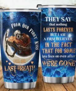 Skull Couple Tumbler From Our First Kiss Till Our Last Breath Tumbler 20oz LNT424TU