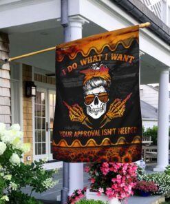 skull lady sunflower i do what i want flag 2232