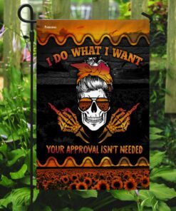 skull lady sunflower i do what i want flag 8204