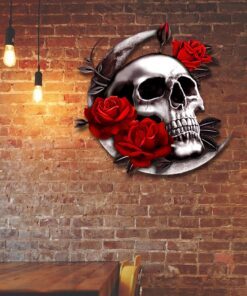 Skull Moon Hanging Metal Sign QNK1038MSv1