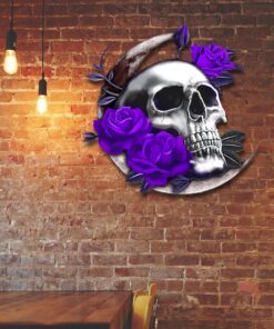 Skull Moon Hanging Metal Sign QNK1038MSv2