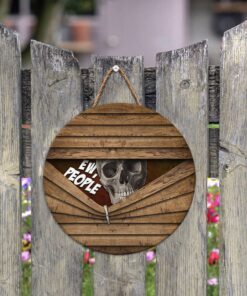 skull welcome halloween round wooden sign mln547wd 3019