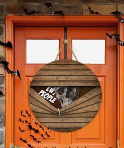 skull welcome halloween round wooden sign mln547wd 4636