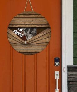 skull welcome halloween round wooden sign mln547wd 6115