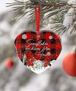 snowflakes are kisses from heaven. cardinal christmas ceramic ornament 1941