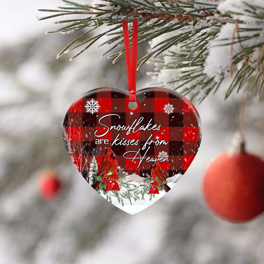 Snowflakes Are Kisses From Heaven. Cardinal Christmas Ceramic Ornament - Image 3