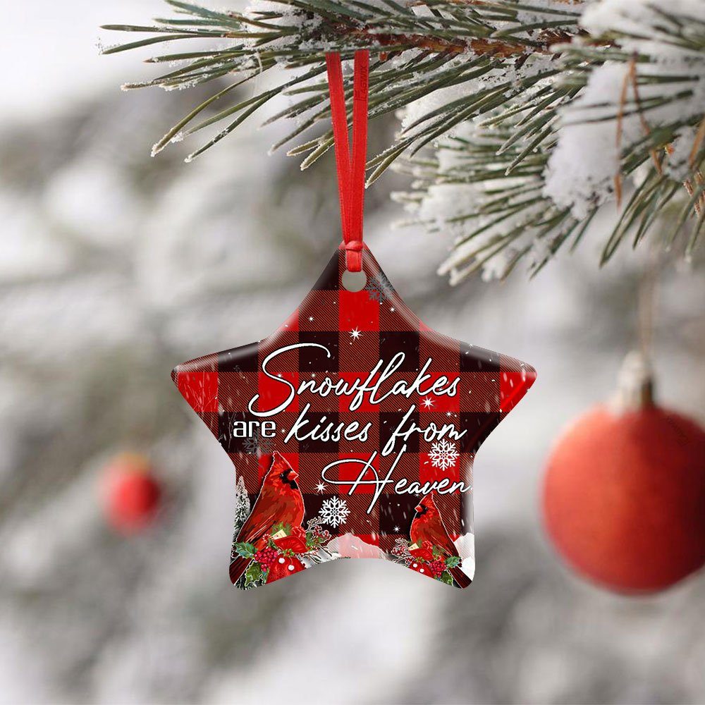 Snowflakes Are Kisses From Heaven. Cardinal Christmas Ceramic Ornament - Image 2