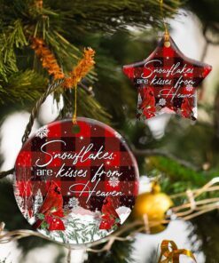Snowflakes Are Kisses From Heaven. Cardinal Christmas Ceramic Ornament