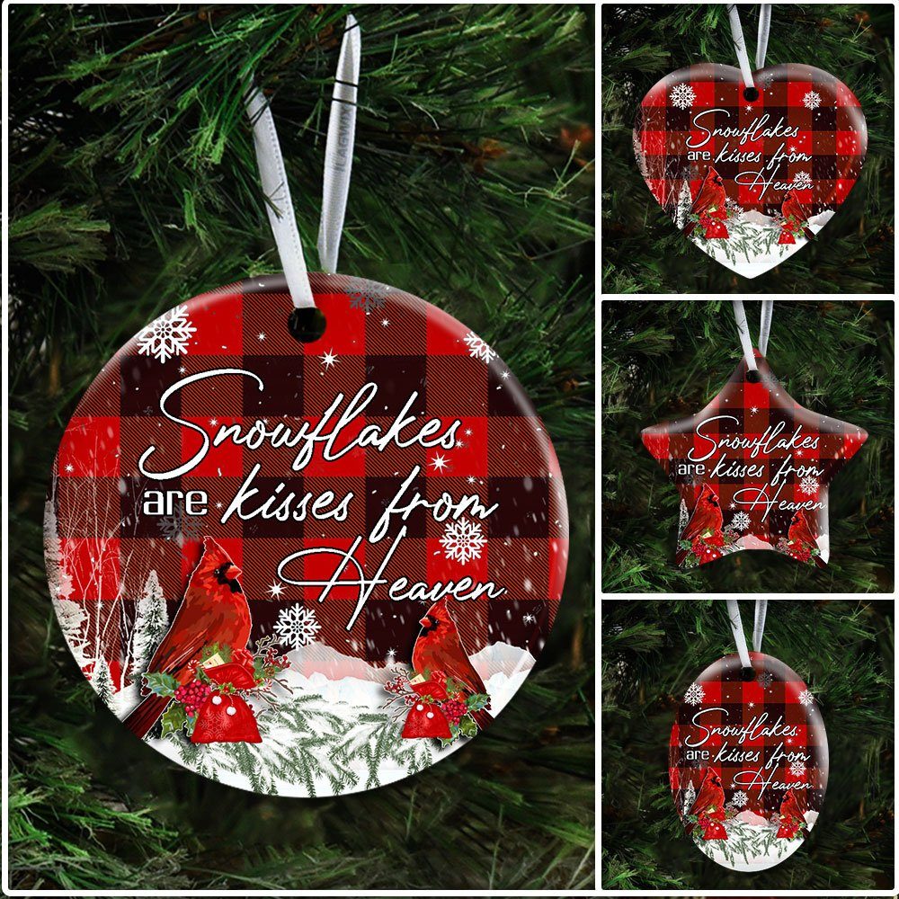 Snowflakes Are Kisses From Heaven. Cardinal Christmas Ceramic Ornament - Image 7