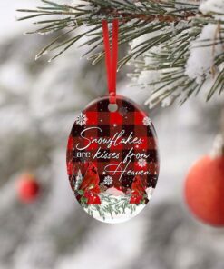 snowflakes are kisses from heaven. cardinal christmas ceramic ornament 7894