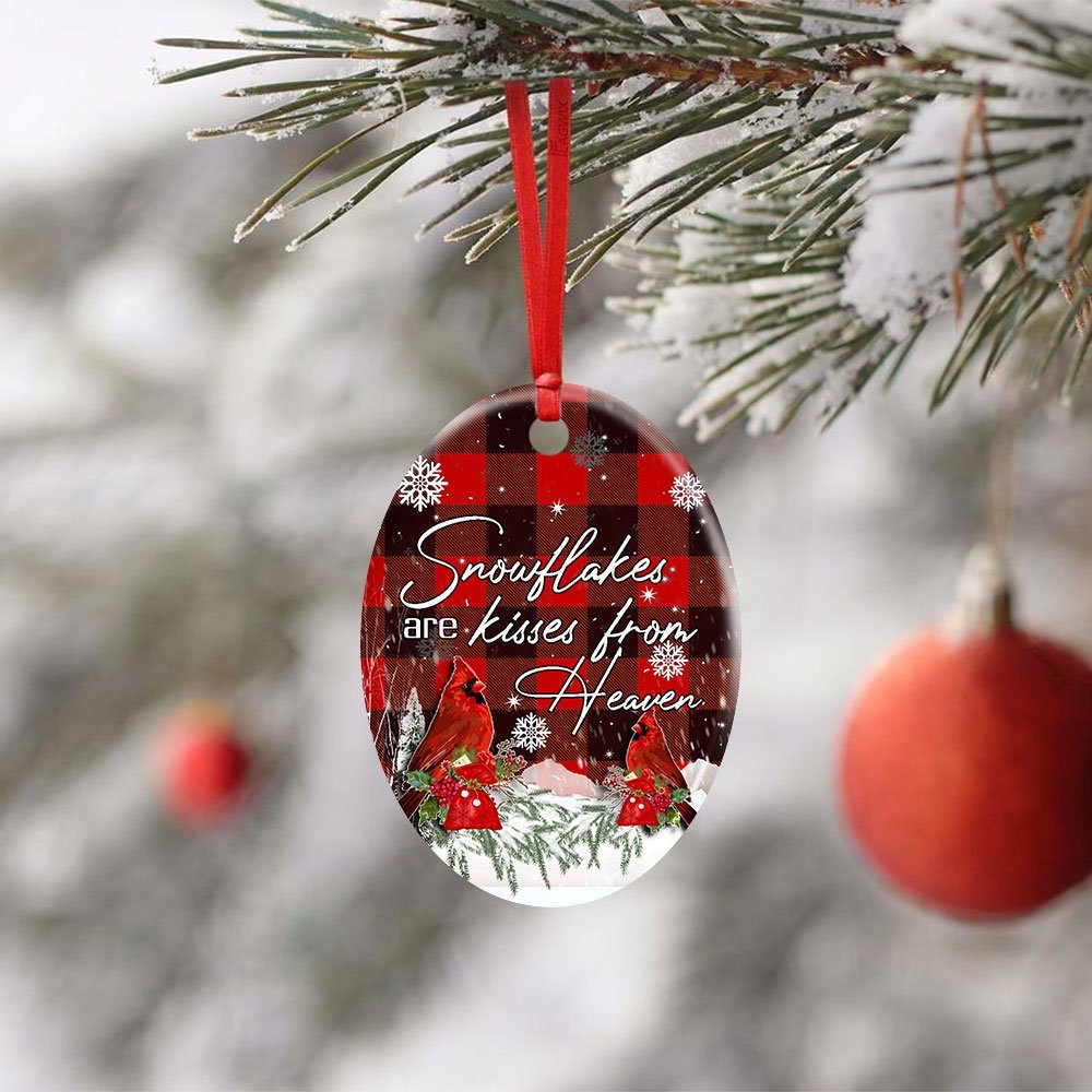 Snowflakes Are Kisses From Heaven. Cardinal Christmas Ceramic Ornament - Image 4