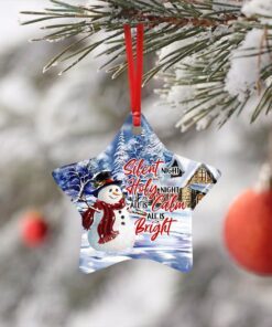 snowman christmas ceramic ornament 6384