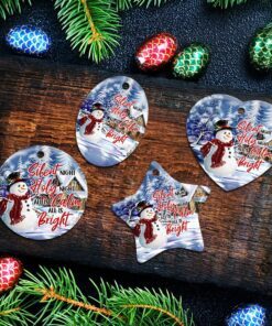 snowman christmas ceramic ornament 6864