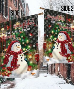 snowman flag snowflakes are kisses from heaven mlh1917f 8472