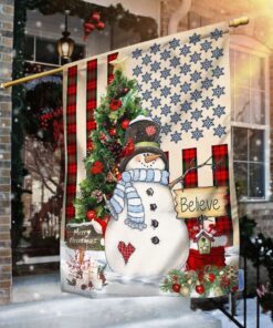Snowman Merry Christmas American Flag MLN623F