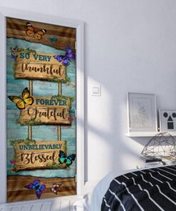 so very thankful forever grateful. hippie butterflies door cover 6022