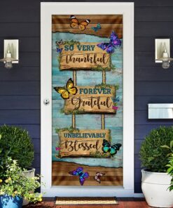so very thankful forever grateful. hippie butterflies door cover 8381
