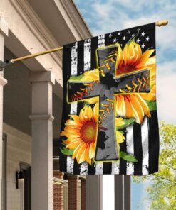 Softball Cross Sunflower American Flag