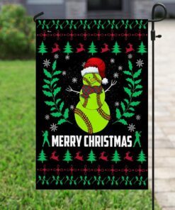 softball snowman merry christmas flag 1587