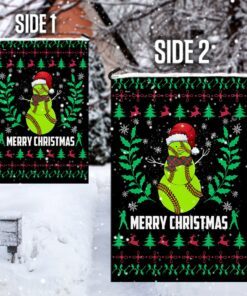 softball snowman merry christmas flag 2227