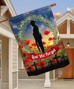 Soldier Anzac Day Rosemary Wreath Remembrance Flag DHP3461F