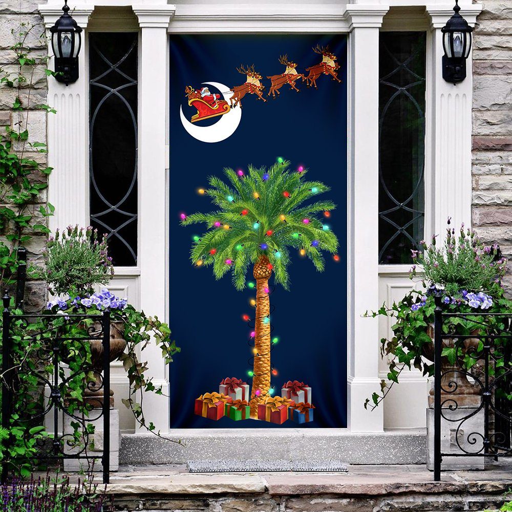 South Carolina Christmas Door Cover Santa Palmetto Tree LNT749D - Image 3