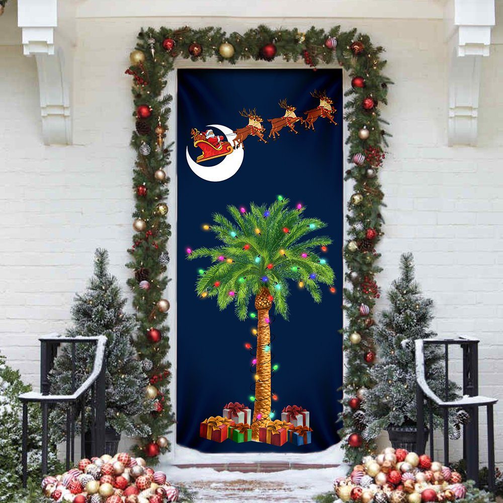 South Carolina Christmas Door Cover Santa Palmetto Tree LNT749D - Image 4