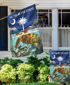south carolina flag the palmetto state. loggerhead turtle bnn731f 5796