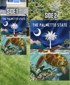south carolina flag the palmetto state. loggerhead turtle bnn731f 7038